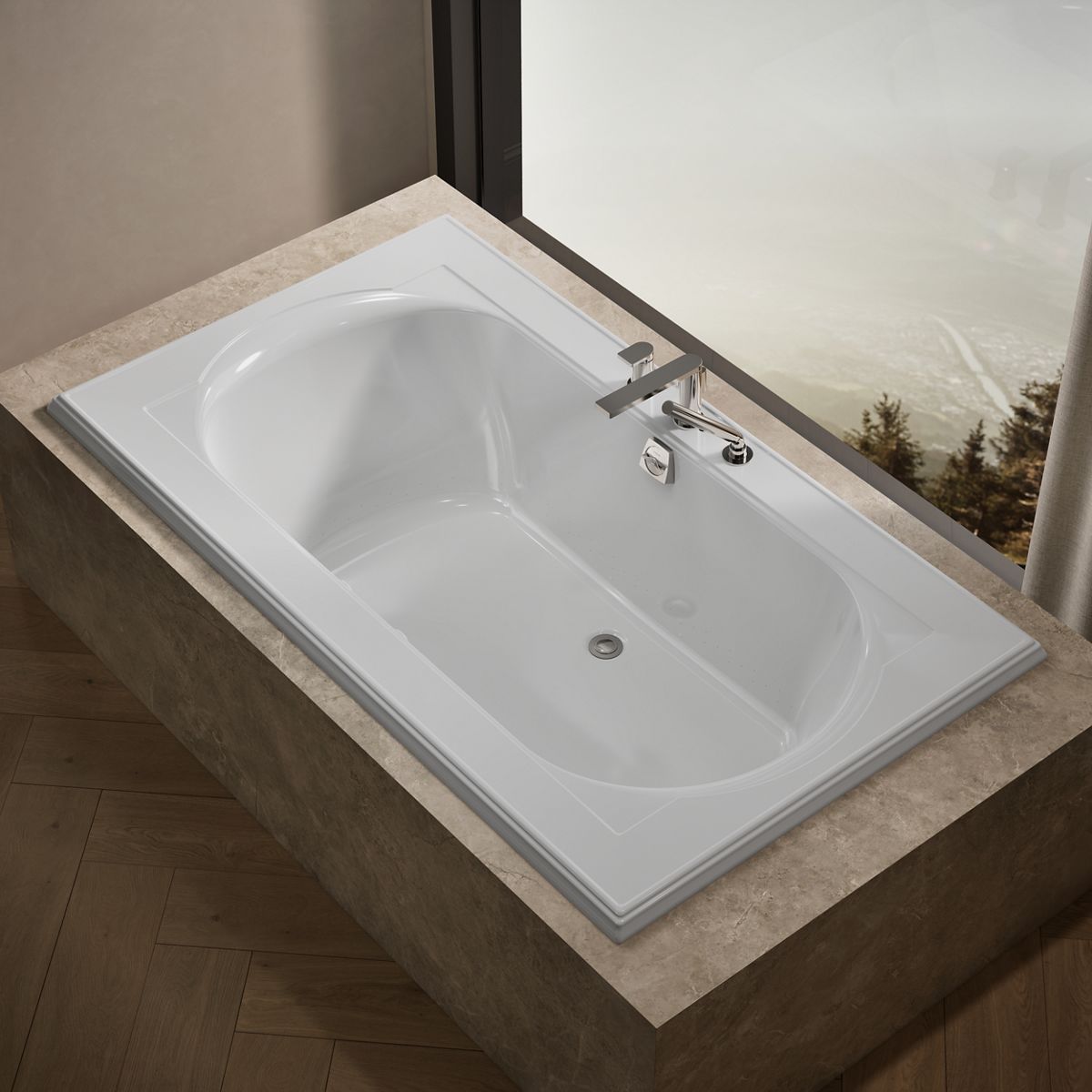 Memoirs® 72" x 42" drop-in Heated BubbleMassage™ air bath with Bask® heated surface
