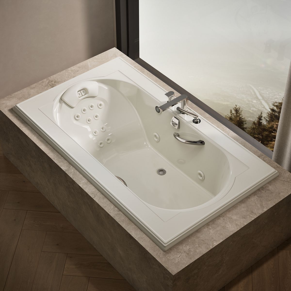 Memoirs® 72" x 42" drop-in heated whirlpool bath