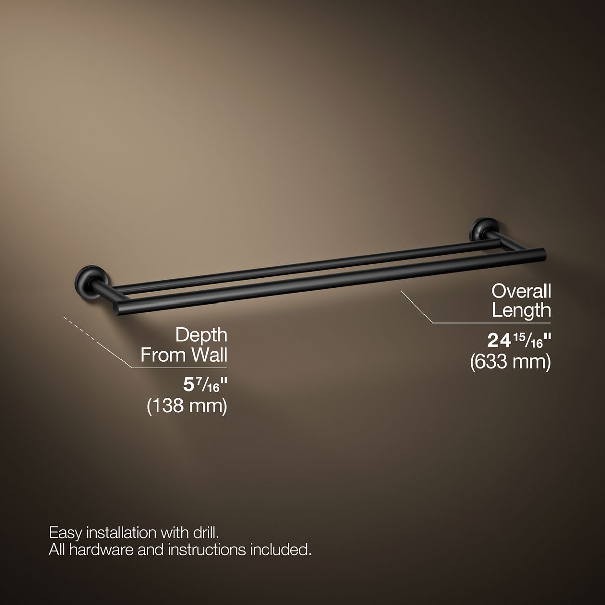 Purist® 24" Double towel bar