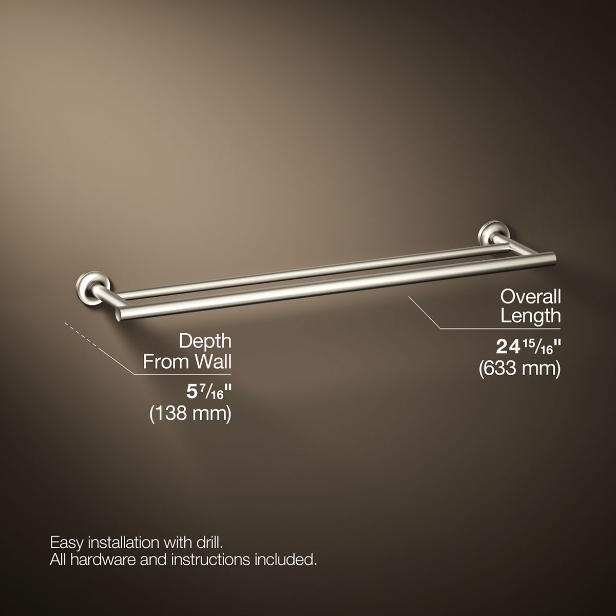 Purist® 24" Double towel bar