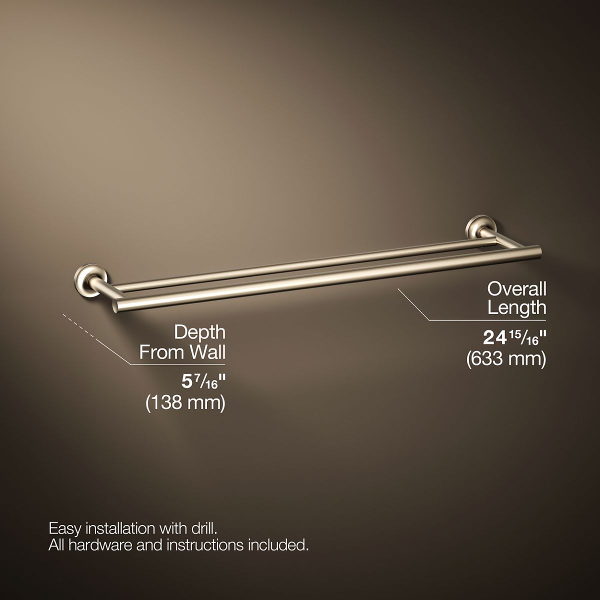 Purist® 24" Double towel bar