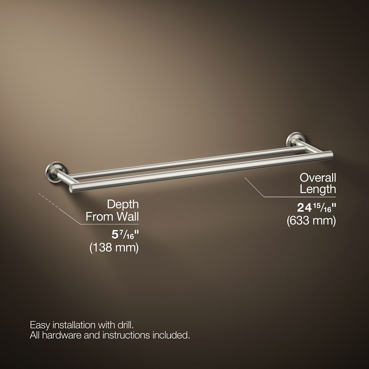 Purist® 24" Double towel bar
