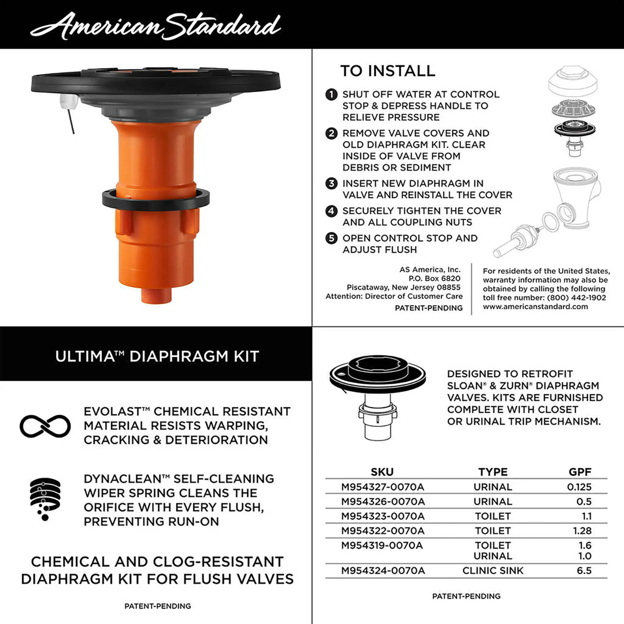 Ultima Touchless Sensor Toilet Flush Valve, Diaphragm-Type, 1.28 gpf/4.8 Lpf