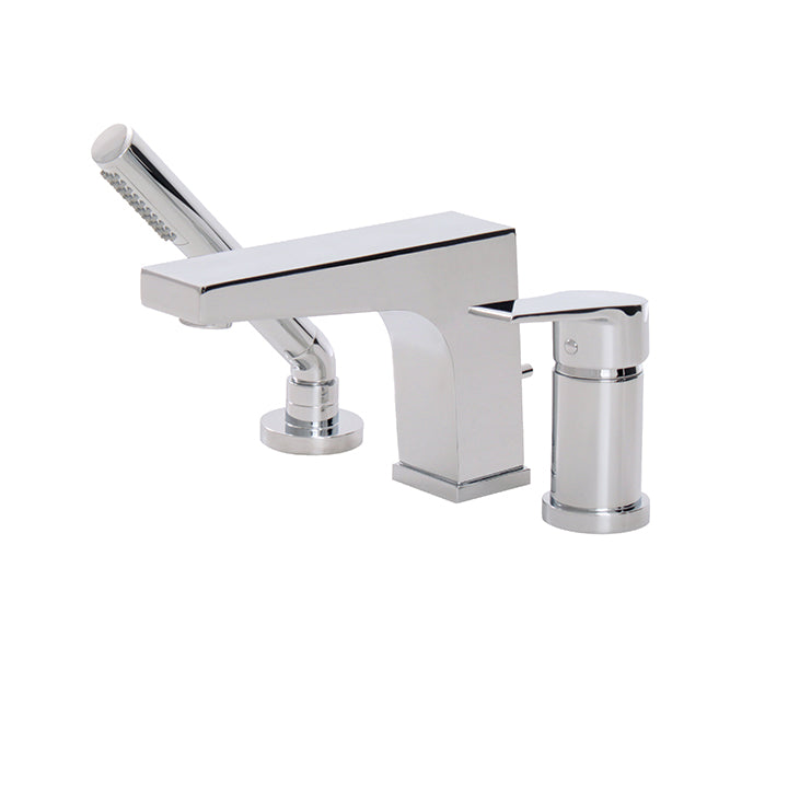 3-piece deckmount tub filler with handshower