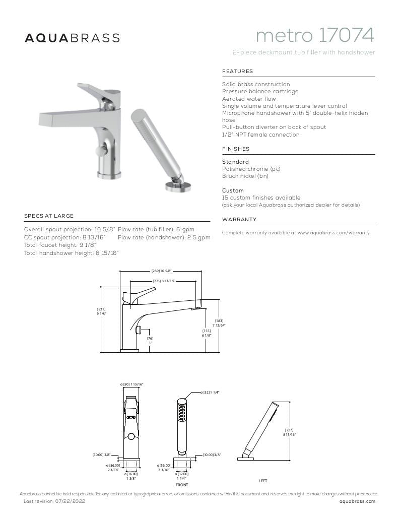 2-piece deckmount tub filler with handshower