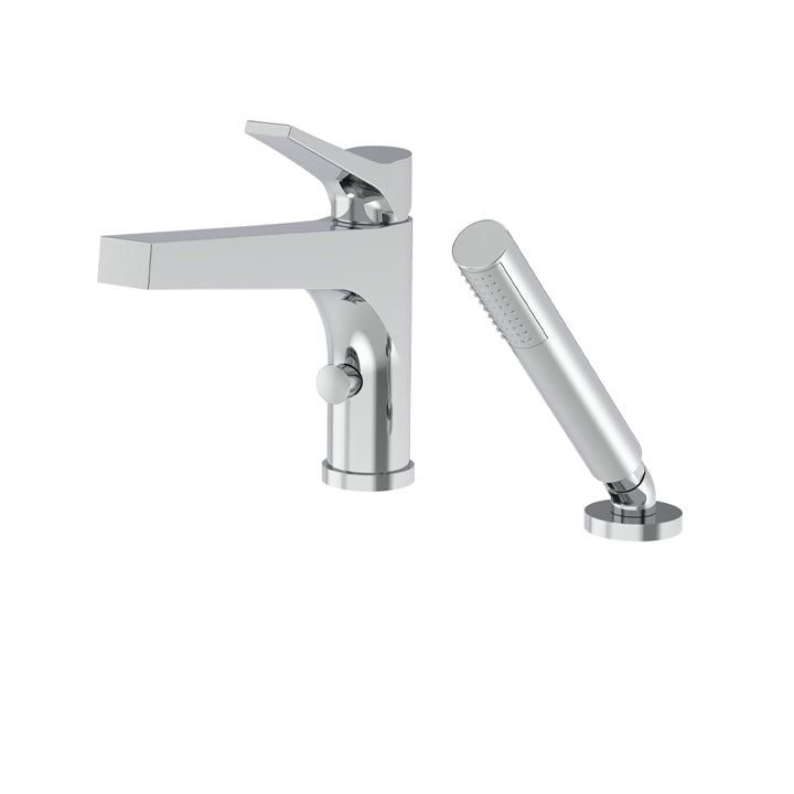 2-piece deckmount tub filler with handshower