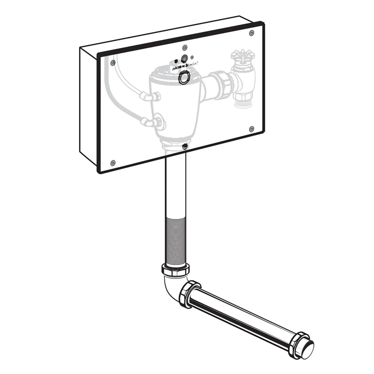 Ultima Selectronic Concealed Toilet Flush Valve with Wall Box, Base Model, Piston-Type, 1.28 gpf/4.8 Lpf