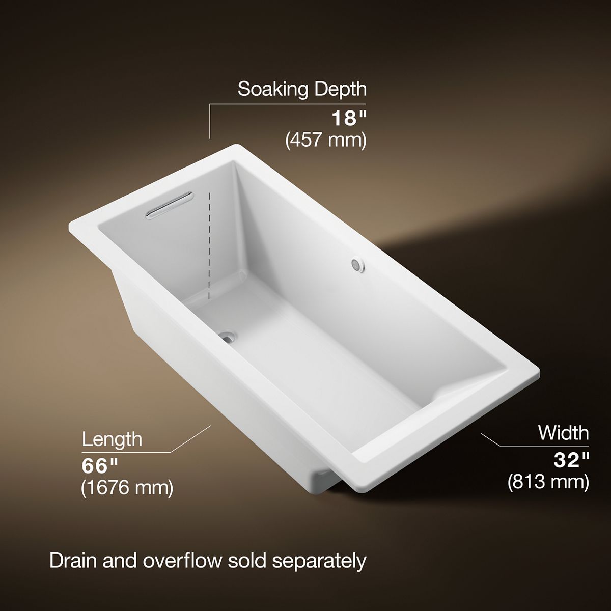 Underscore® 66" x 32" drop-in bath with Bask® heated surface