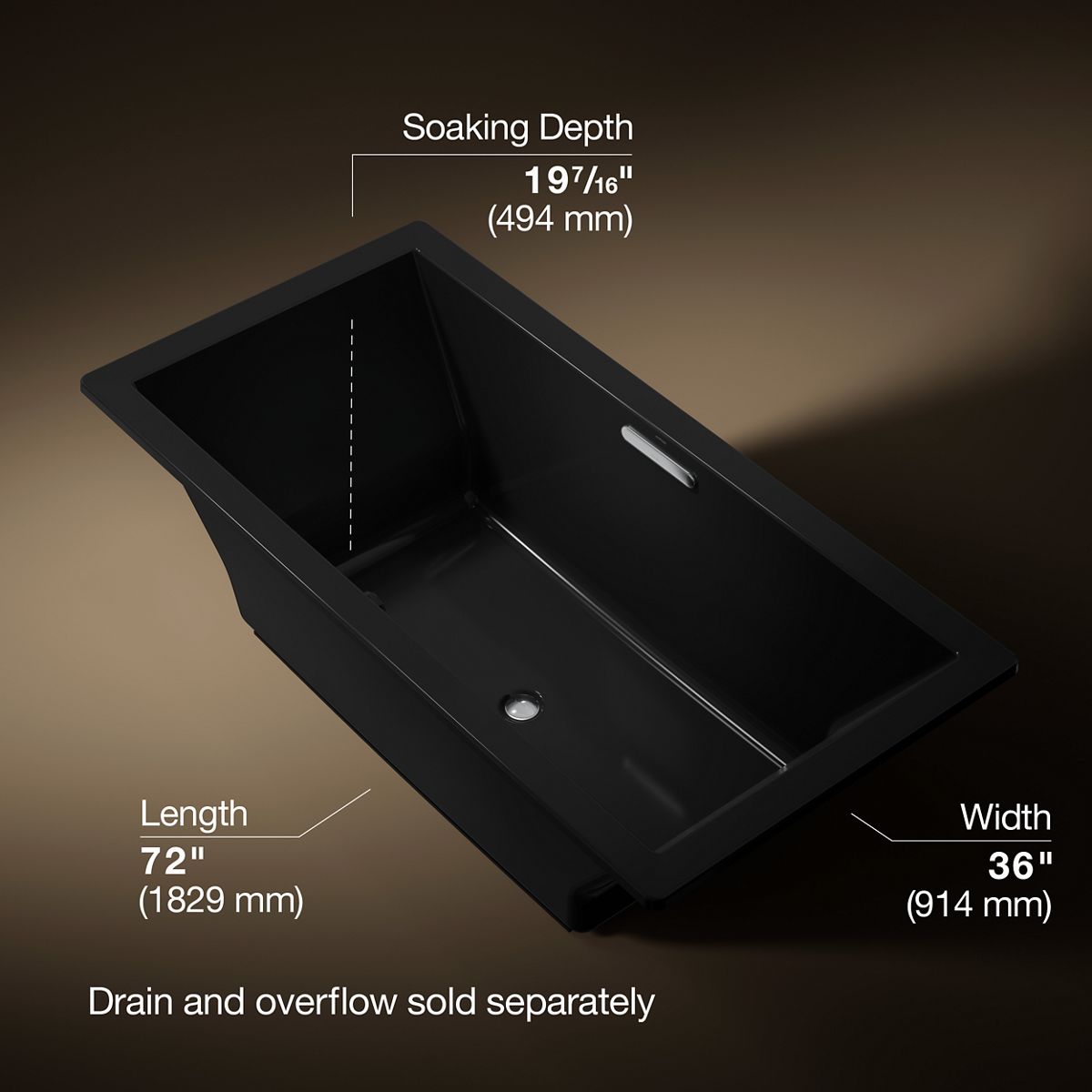 Underscore® 72" x 36" drop-in bath with Bask® heated surface