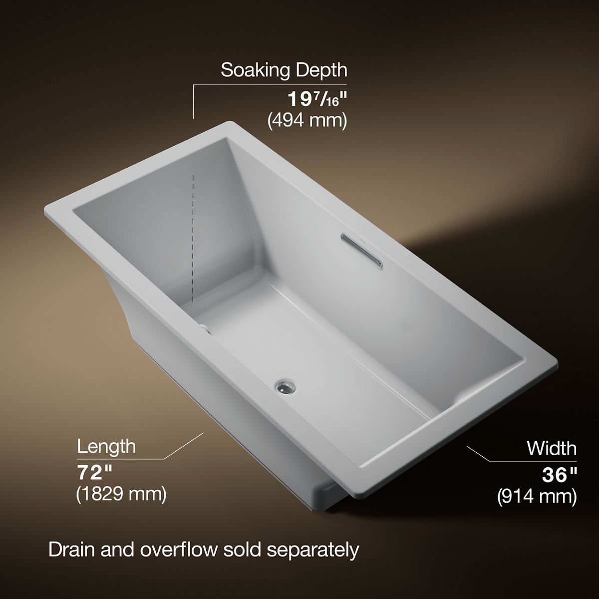 Underscore® 72" x 36" drop-in bath with Bask® heated surface