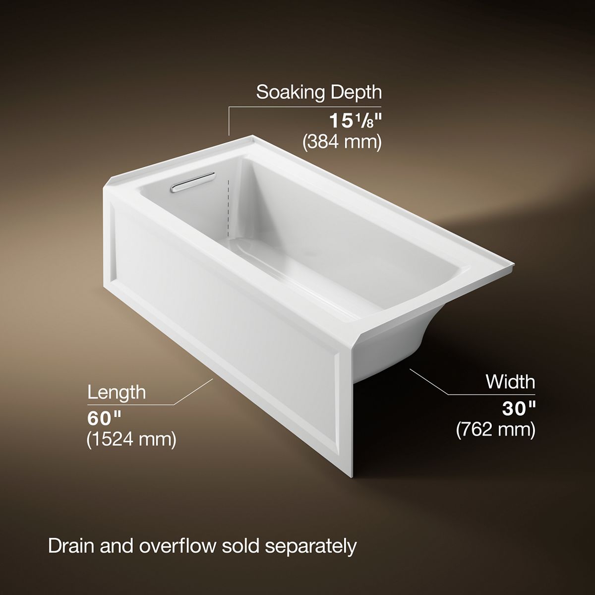 Archer® 60" x 30" alcove bath, left drain
