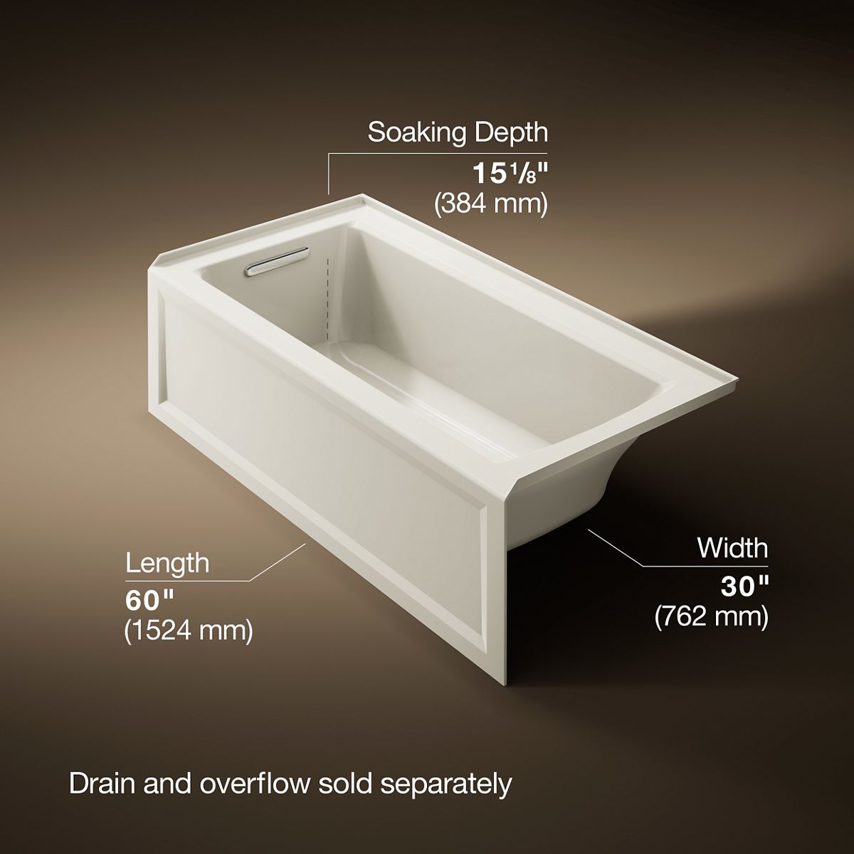Archer® 60" x 30" alcove bath, left drain