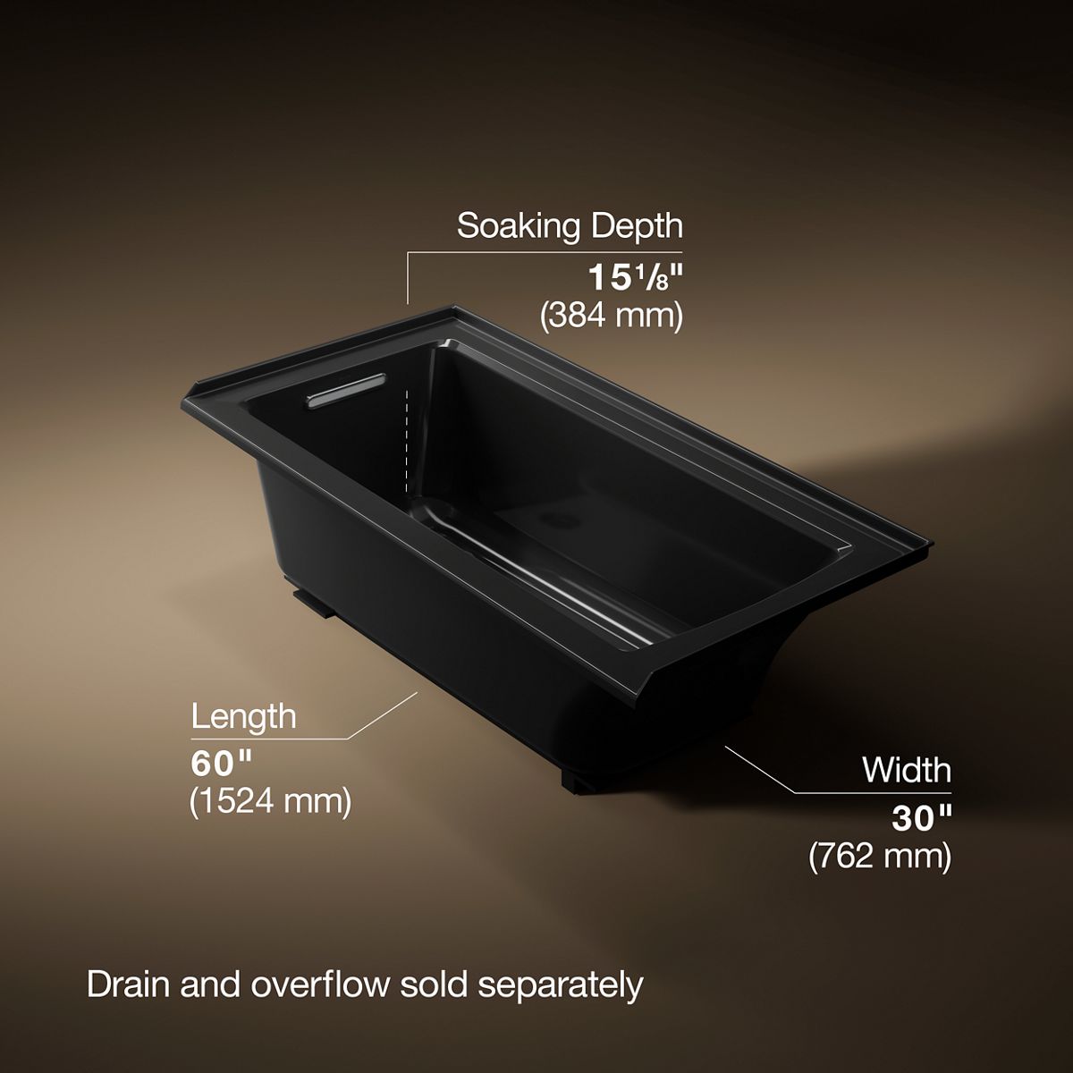 Archer® 60" x 30" alcove bath with Bask® heated surface, left drain
