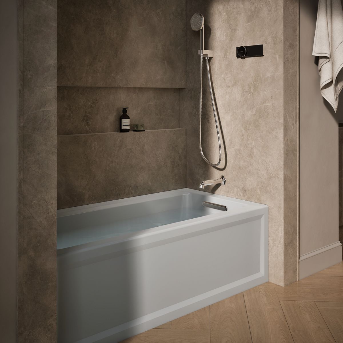 Archer® 60" x 30" alcove bath with Bask® heated surface, right drain