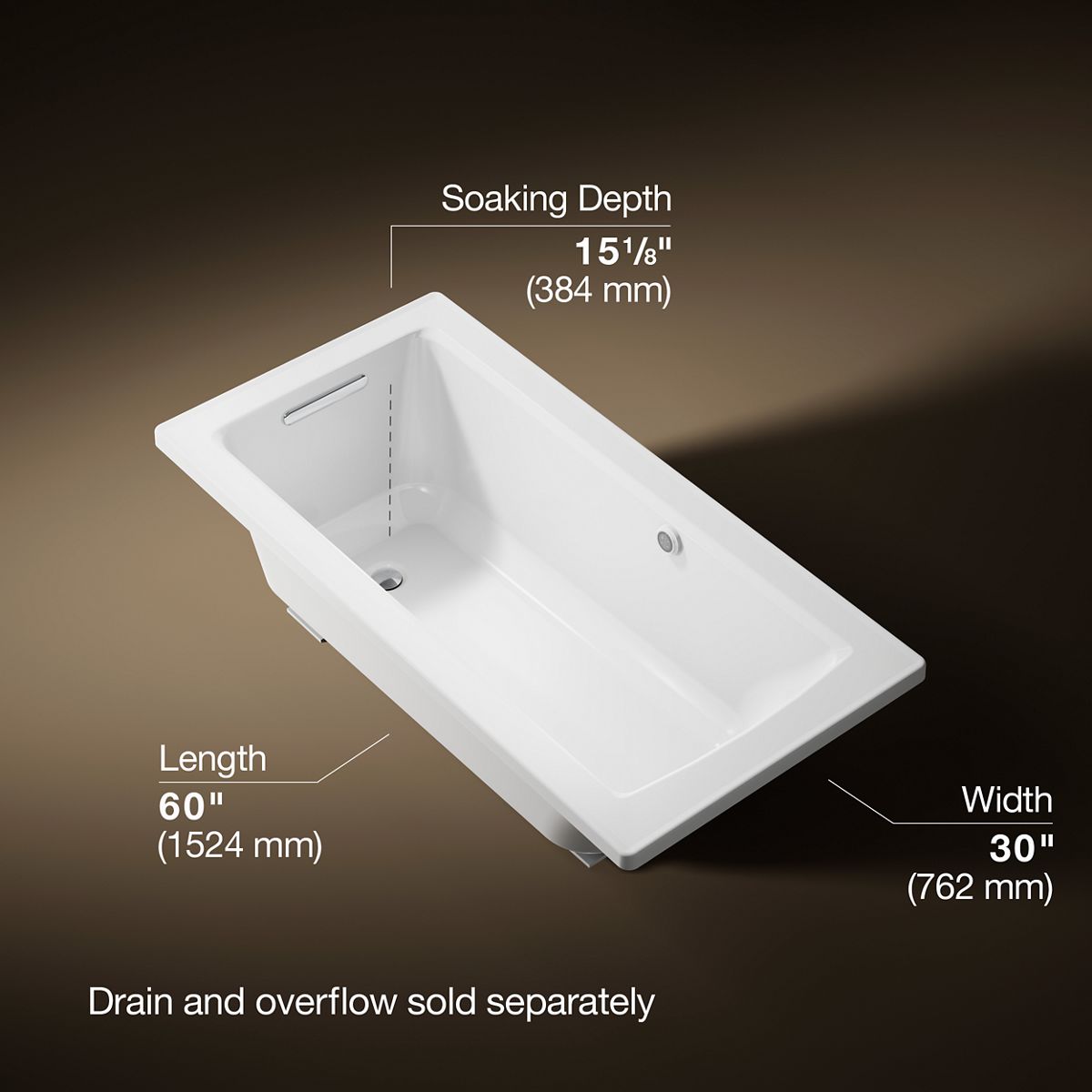 Archer® 60" x 30" drop-in bath with Bask® heated surface