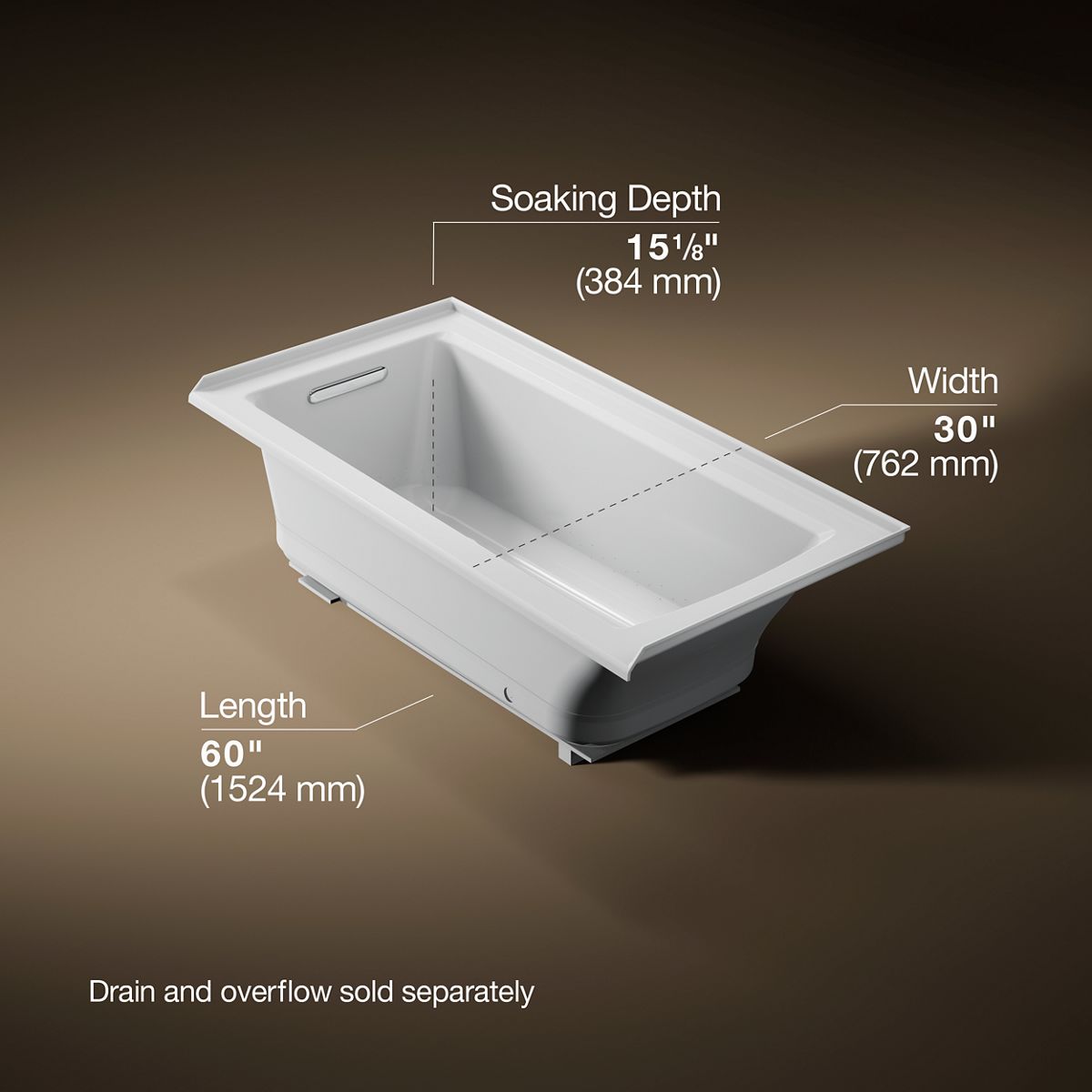 Archer® 60" x 30" alcove Heated BubbleMassage™ air bath, left drain
