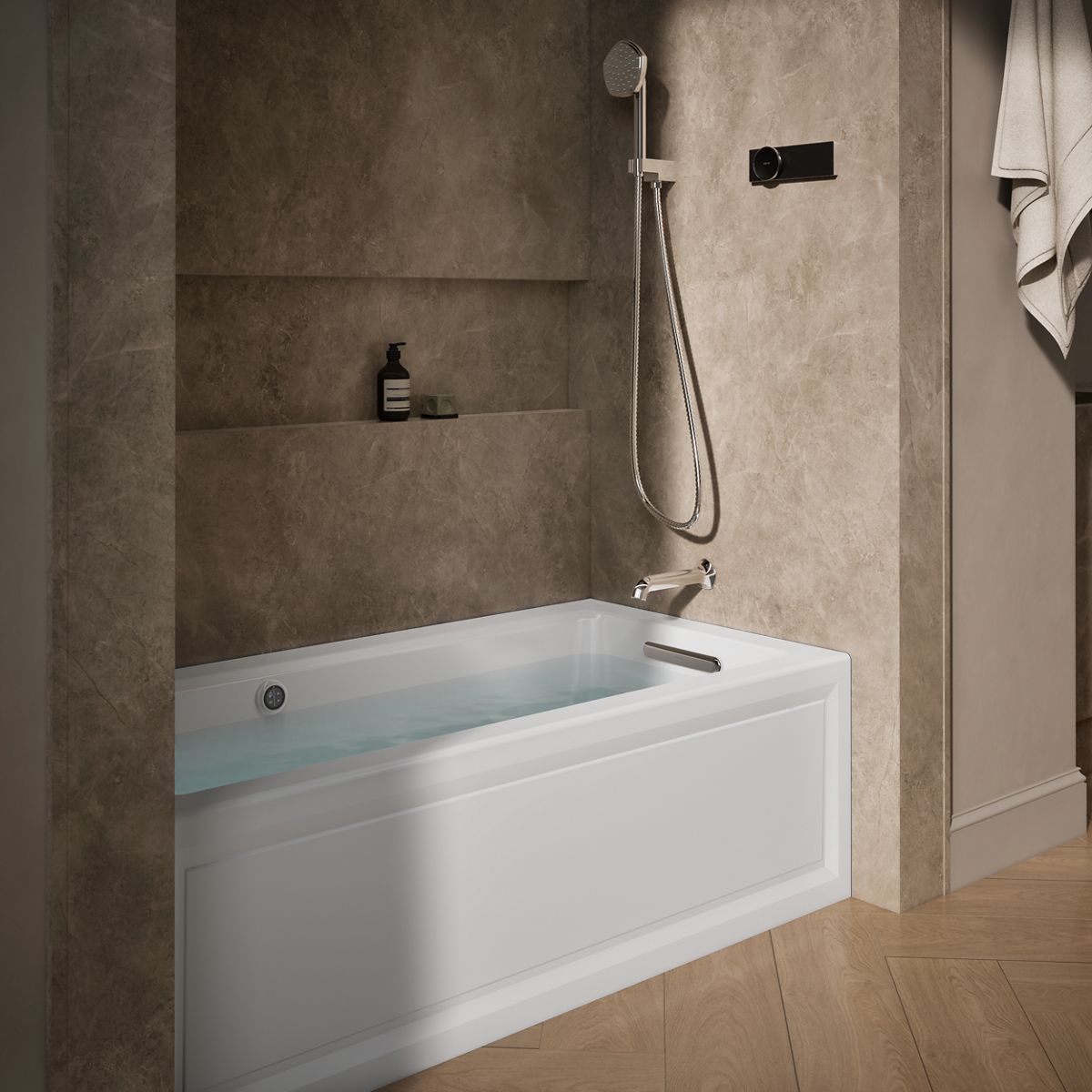 Archer® 60" x 30" alcove Heated BubbleMassage™ air bath with Bask® heated surface, right drain