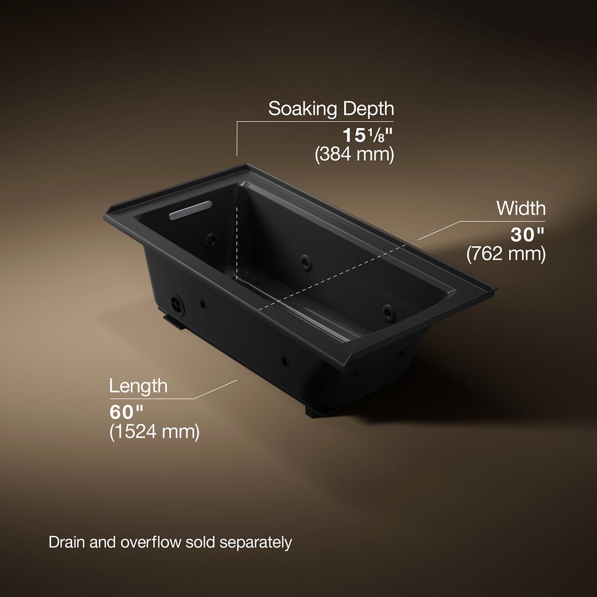 Archer® 60" x 30" alcove whirlpool bath, left drain