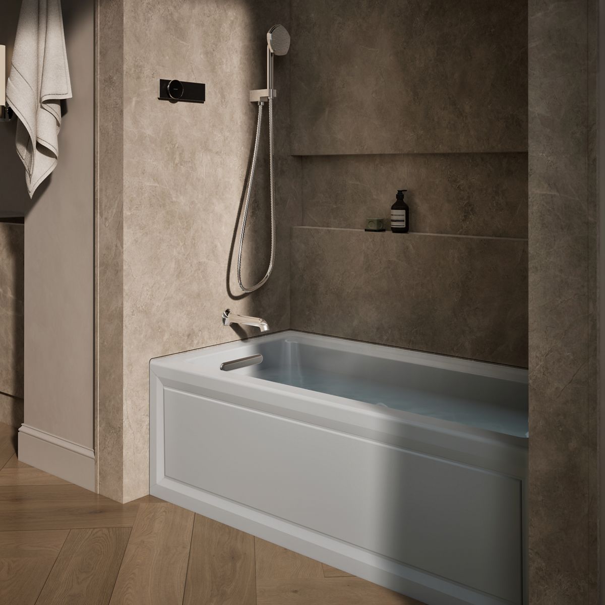 Archer® 60" x 30" alcove whirlpool bath with Bask® heated surface, left drain