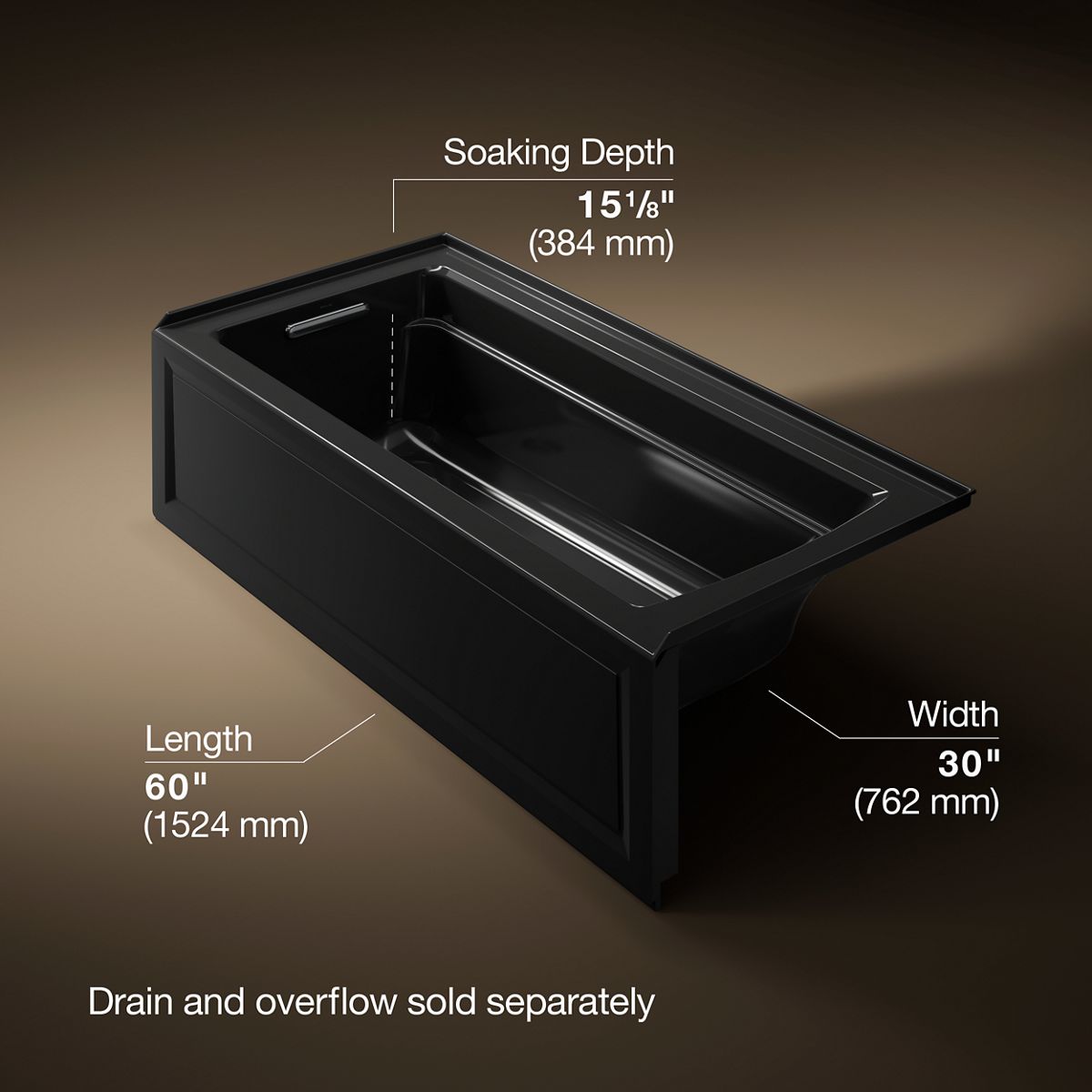 Archer® 66" x 32" alcove bath with Bask® heated surface, left drain