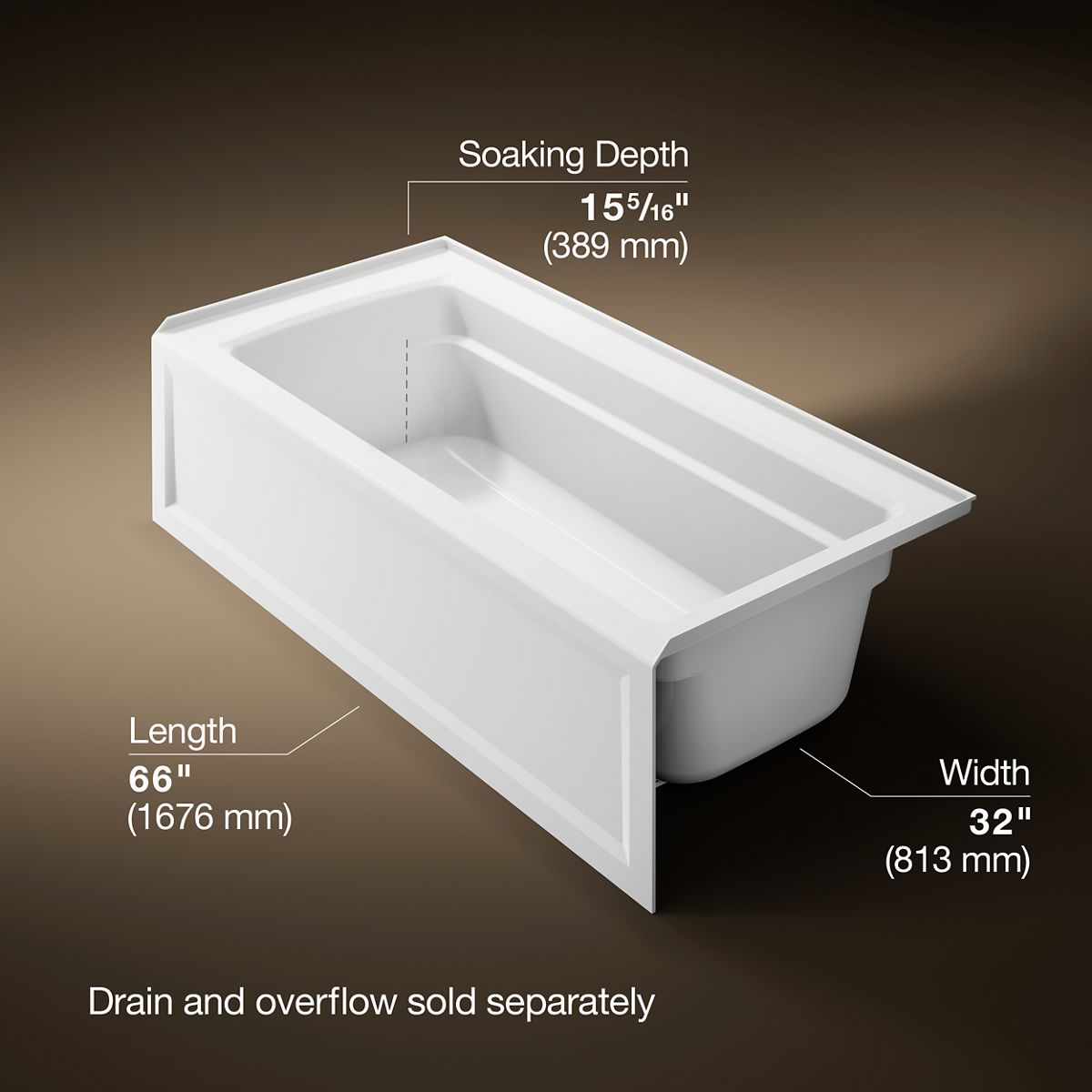 Archer® 66" x 32" alcove bath, right drain