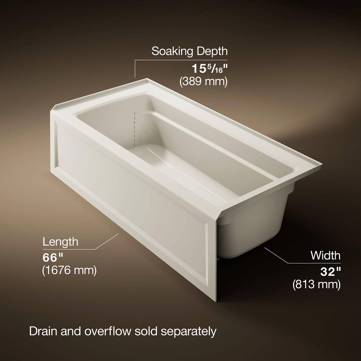 Archer® 66" x 32" alcove bath, right drain