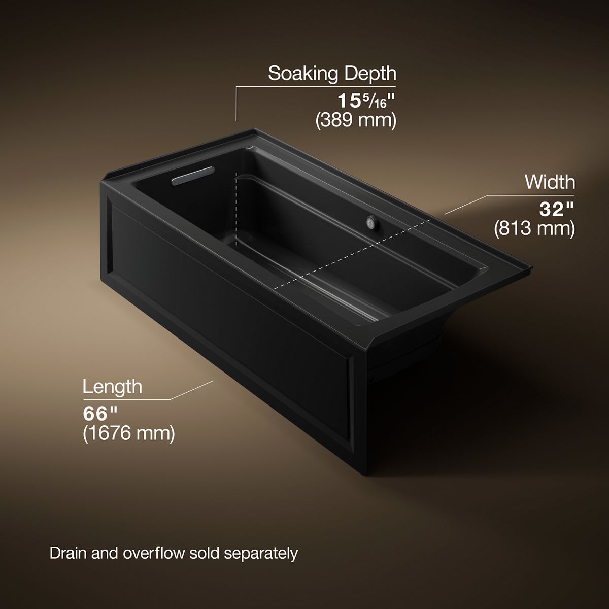 Archer® 66" x 32" alcove Heated BubbleMassage™ air bath with Bask® heated surface, left drain
