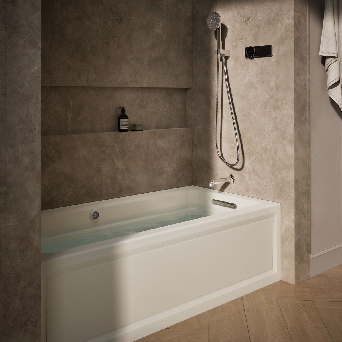 Archer® 66" x 32" alcove Heated BubbleMassage™ air bath with Bask® heated surface, right drain