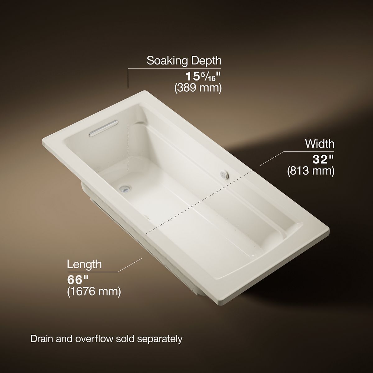 Archer® 66" x 32" drop-in Heated BubbleMassage™ air bath with Bask® heated surface