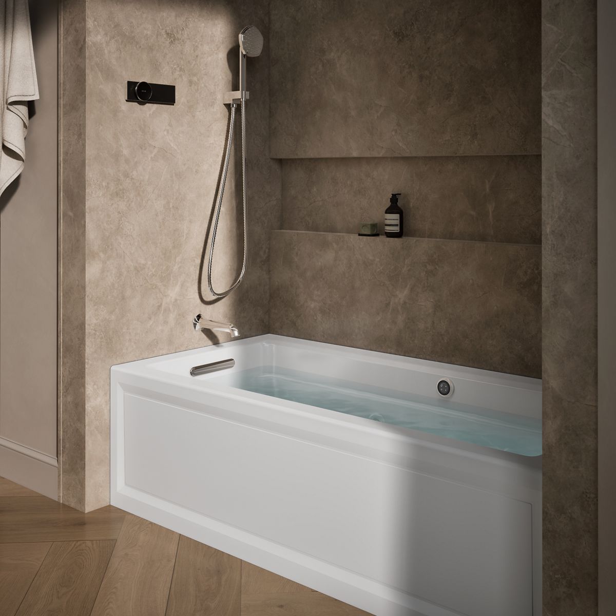 Archer® 66" x 32" alcove whirlpool bath with Bask® heated surface, left drain