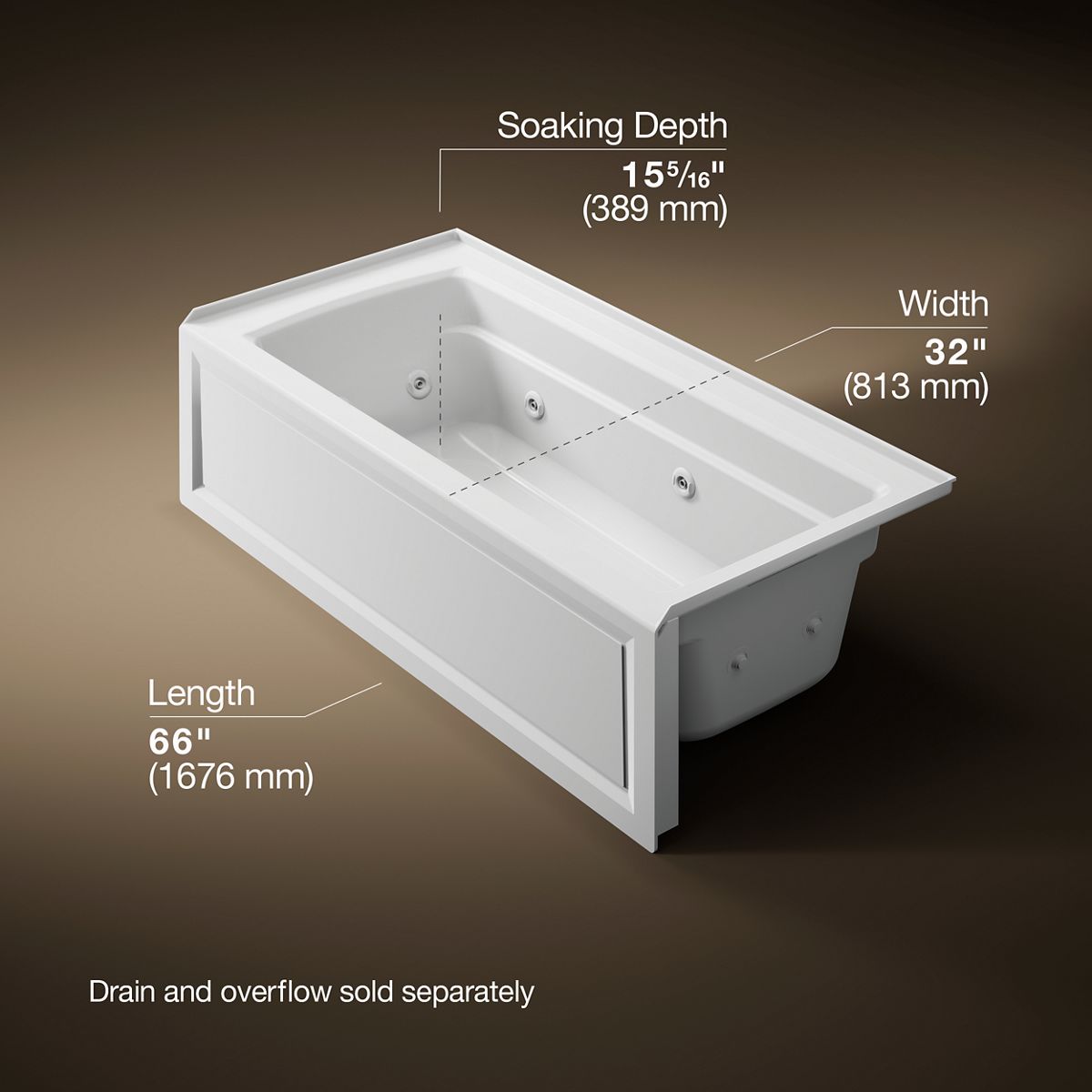Archer® 66" x 32" alcove whirlpool, right drain