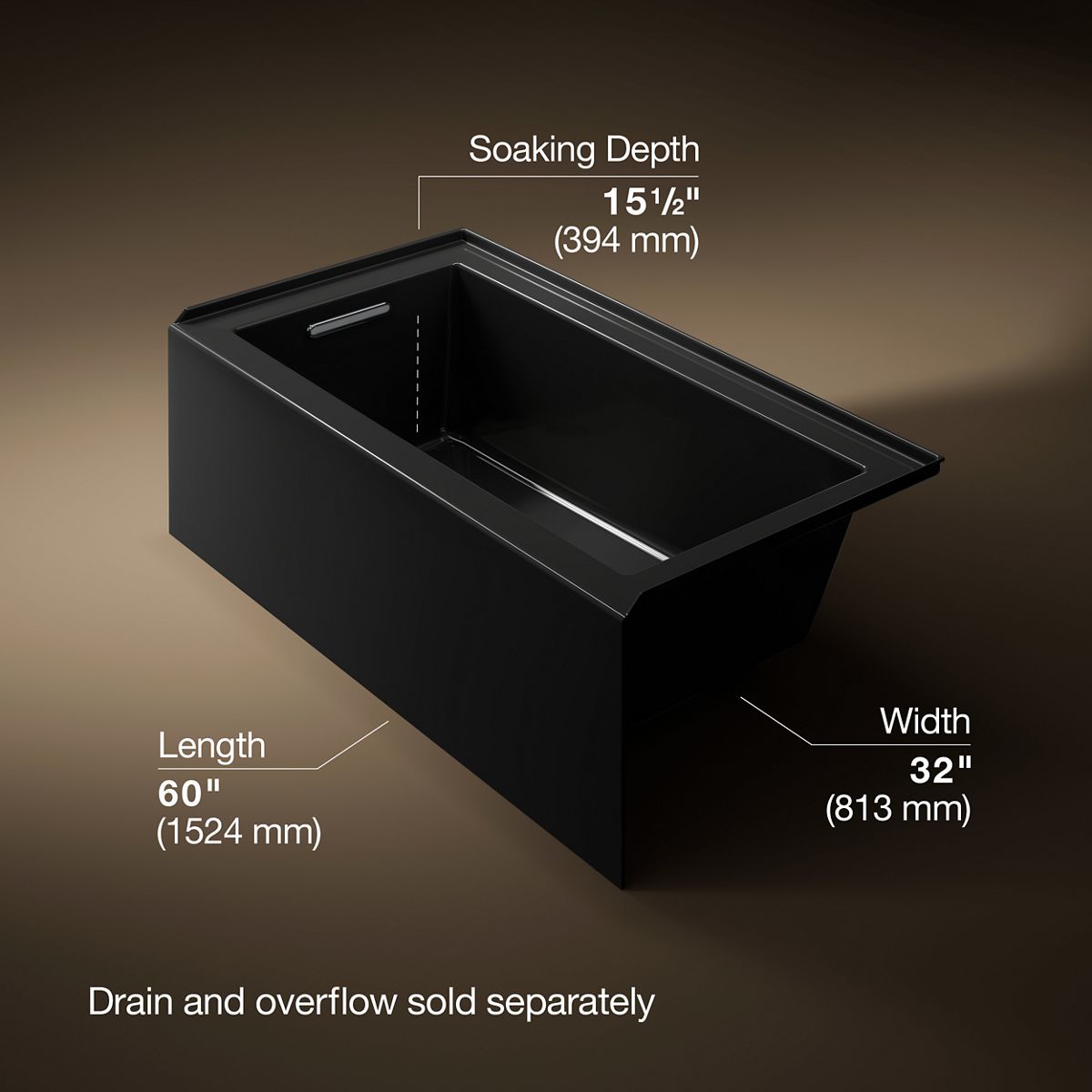 Underscore® 60" x 32" alcove bath, left drain
