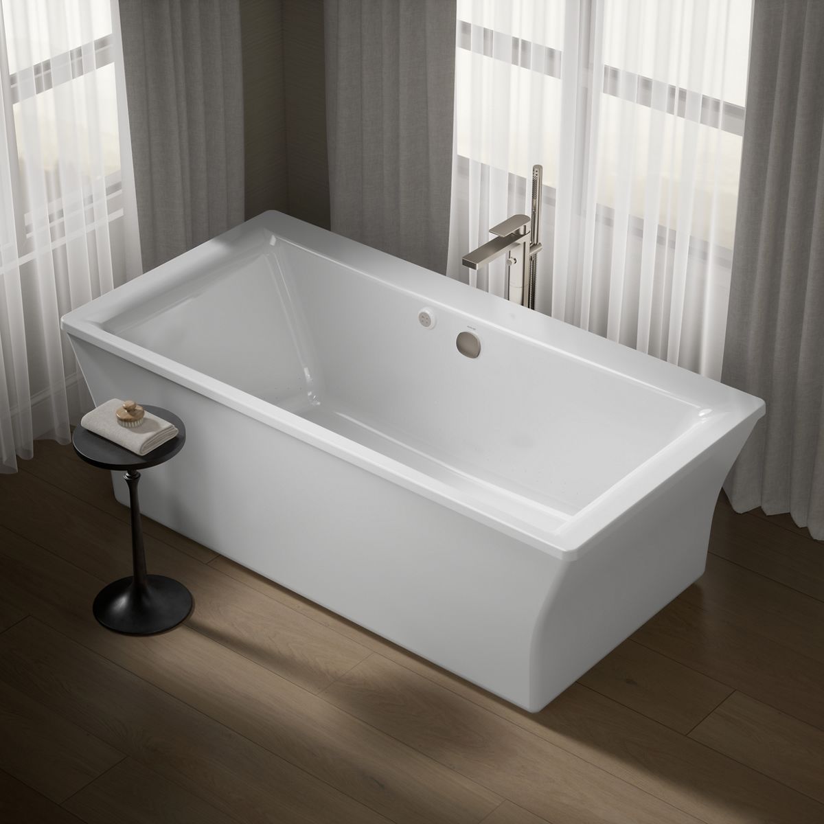 Stargaze® 72" x 36" freestanding Heated BubbleMassage™ air bath with fluted shroud