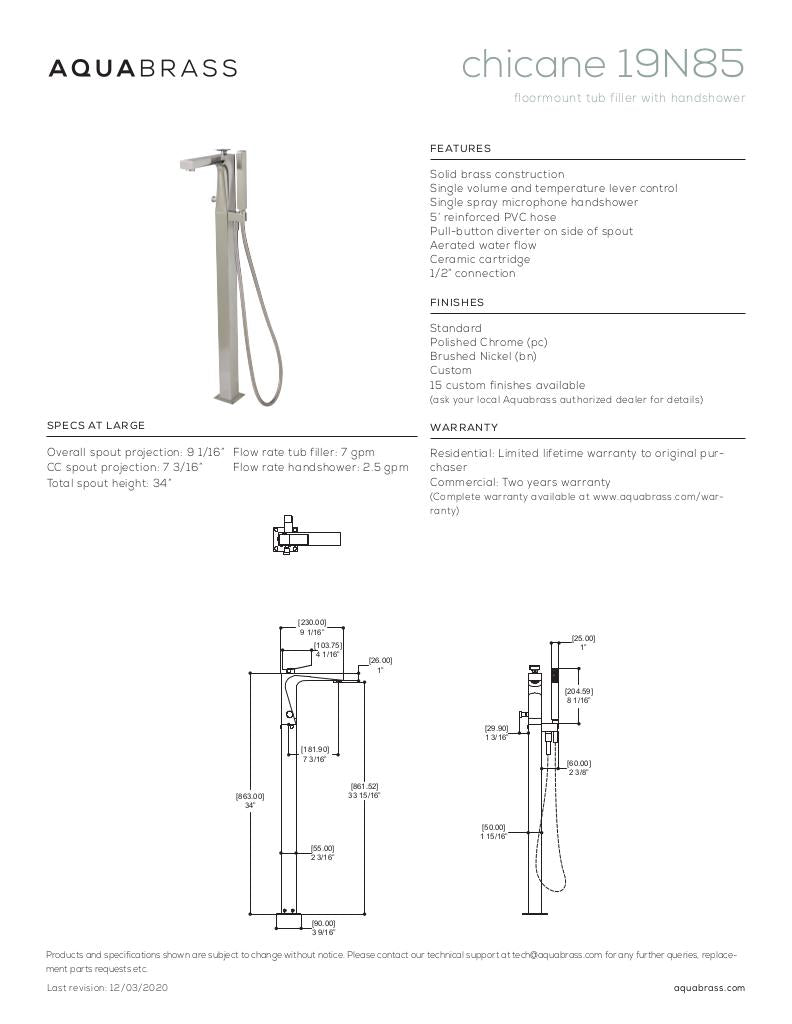 Floormount tub filler with handshower