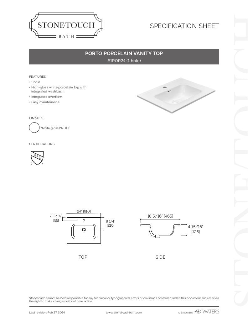 Porto Porcelain Vanity Top