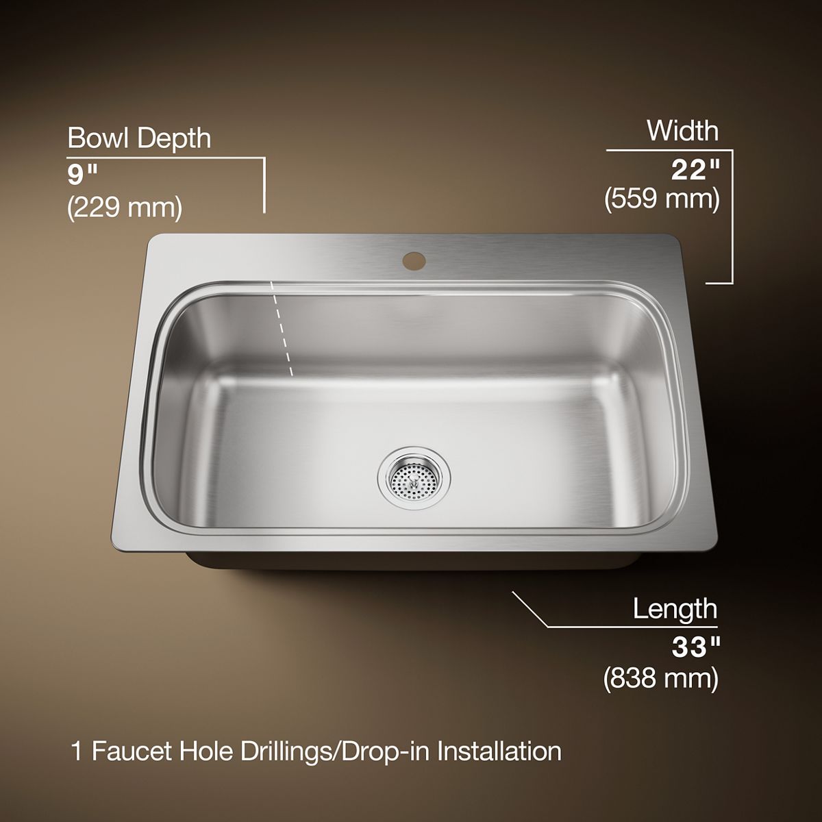 Verse™ 33" top-mount single-bowl kitchen sink