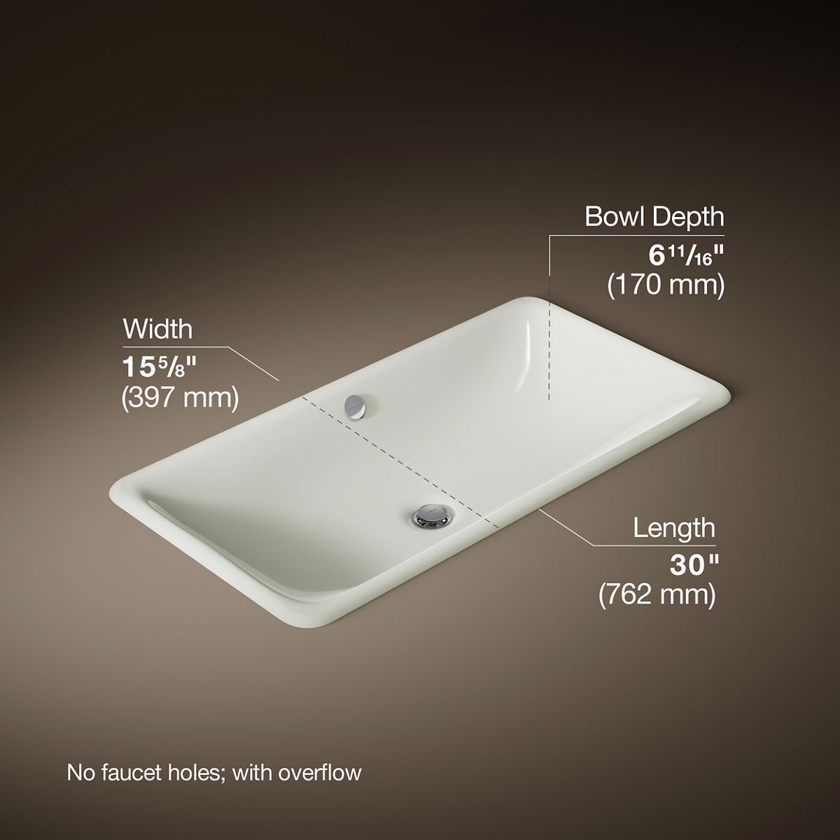 Iron Plains® 30" rectangular drop-in/undermount bathroom sink