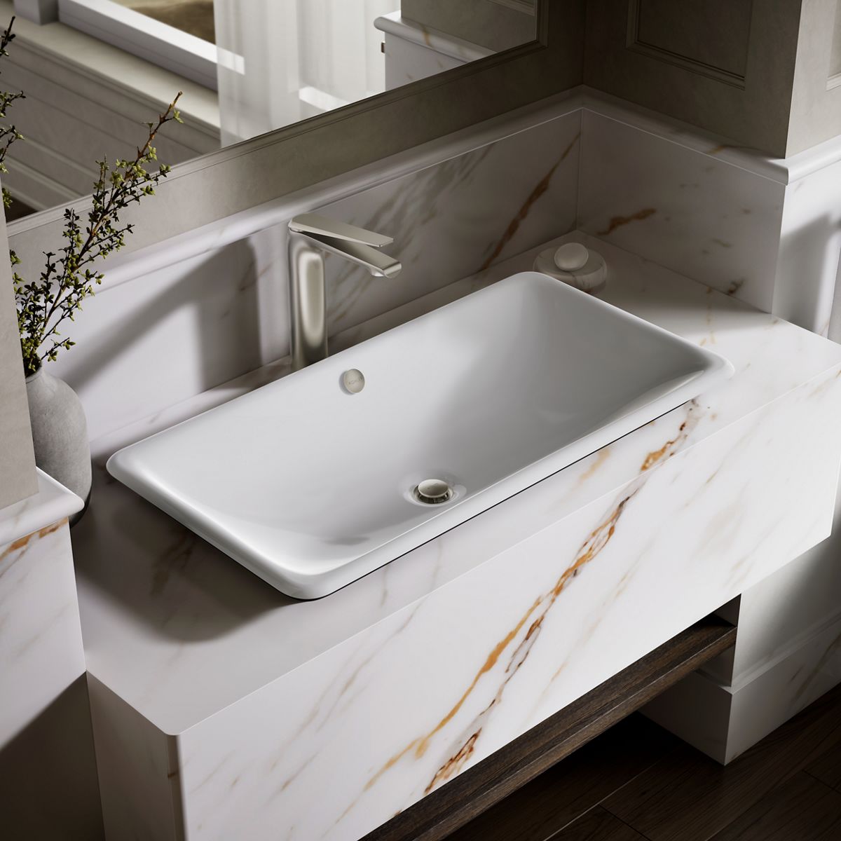 Iron Plains® 30" rectangular drop-in/undermount/vessel bathroom sink with Iron Black painted underside