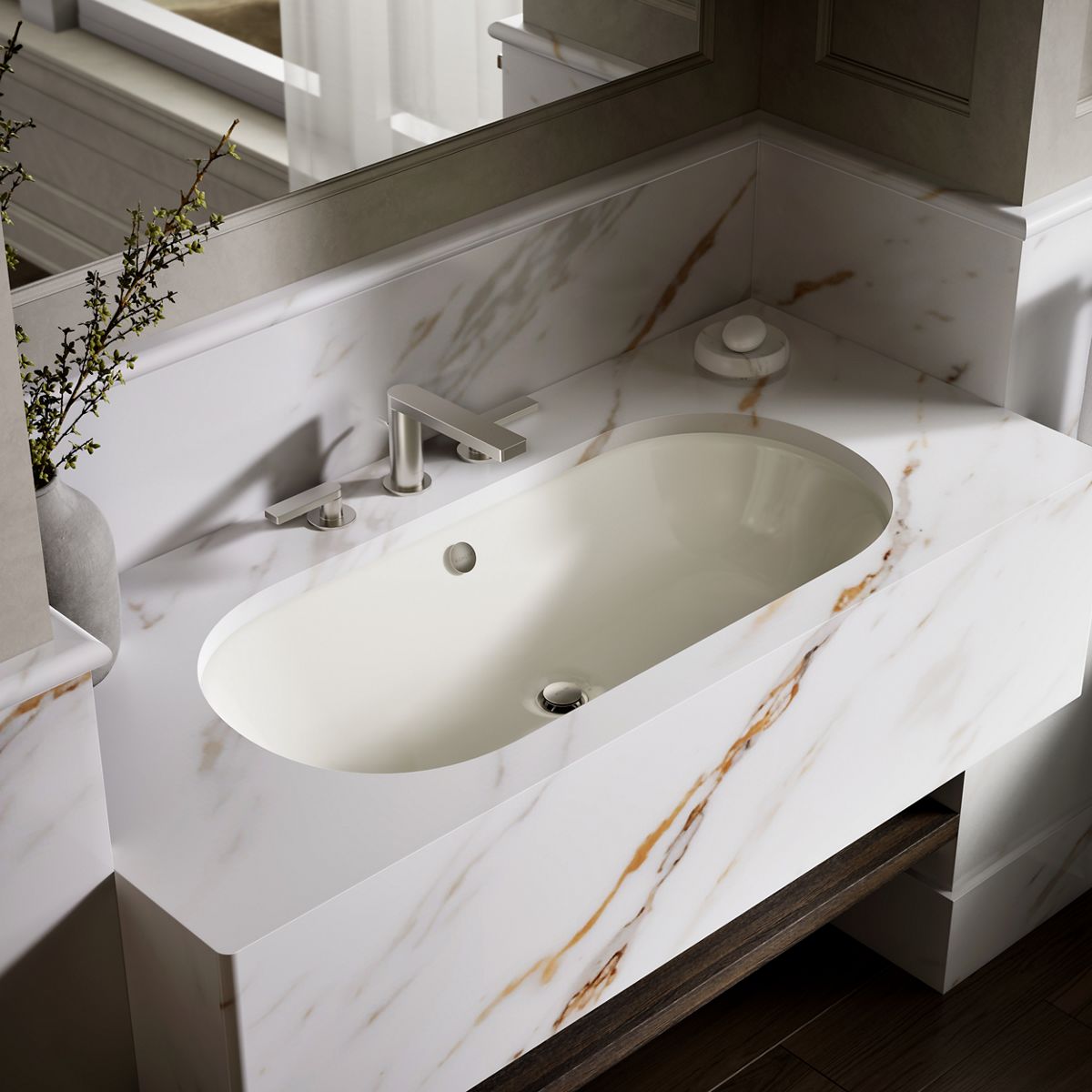 Iron Plains® 33" oval drop-in/undermount bathroom sink