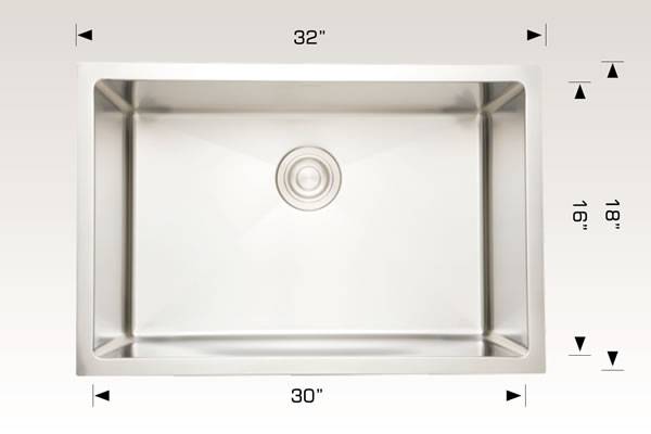 Kitchen Sink 32" X 18" X 10" Bosco Diamond Series #203313