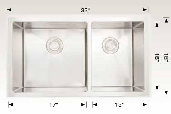 Kitchen Sink 33” X 18” X 10” Bosco Diamond Series #203315