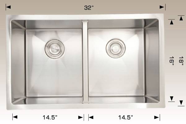 Kitchen Sink 32 " X 18" X 10" Bosco Deluxe Series #203318m