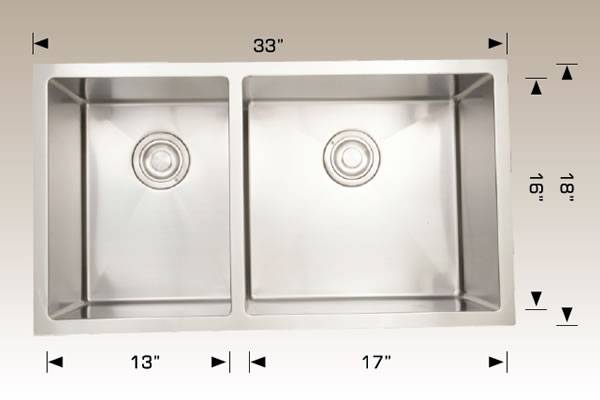 Kitchen Sink 33" X 18" X 10" Bosco Deluxe Series #203321r