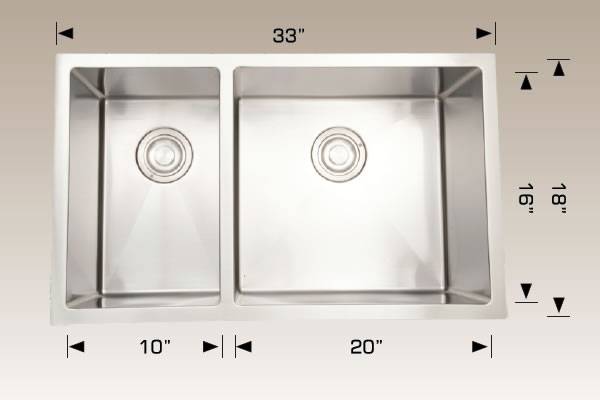 Kitchen Sink 33" X 18" X 10" Bosco Deluxe Series #203322r