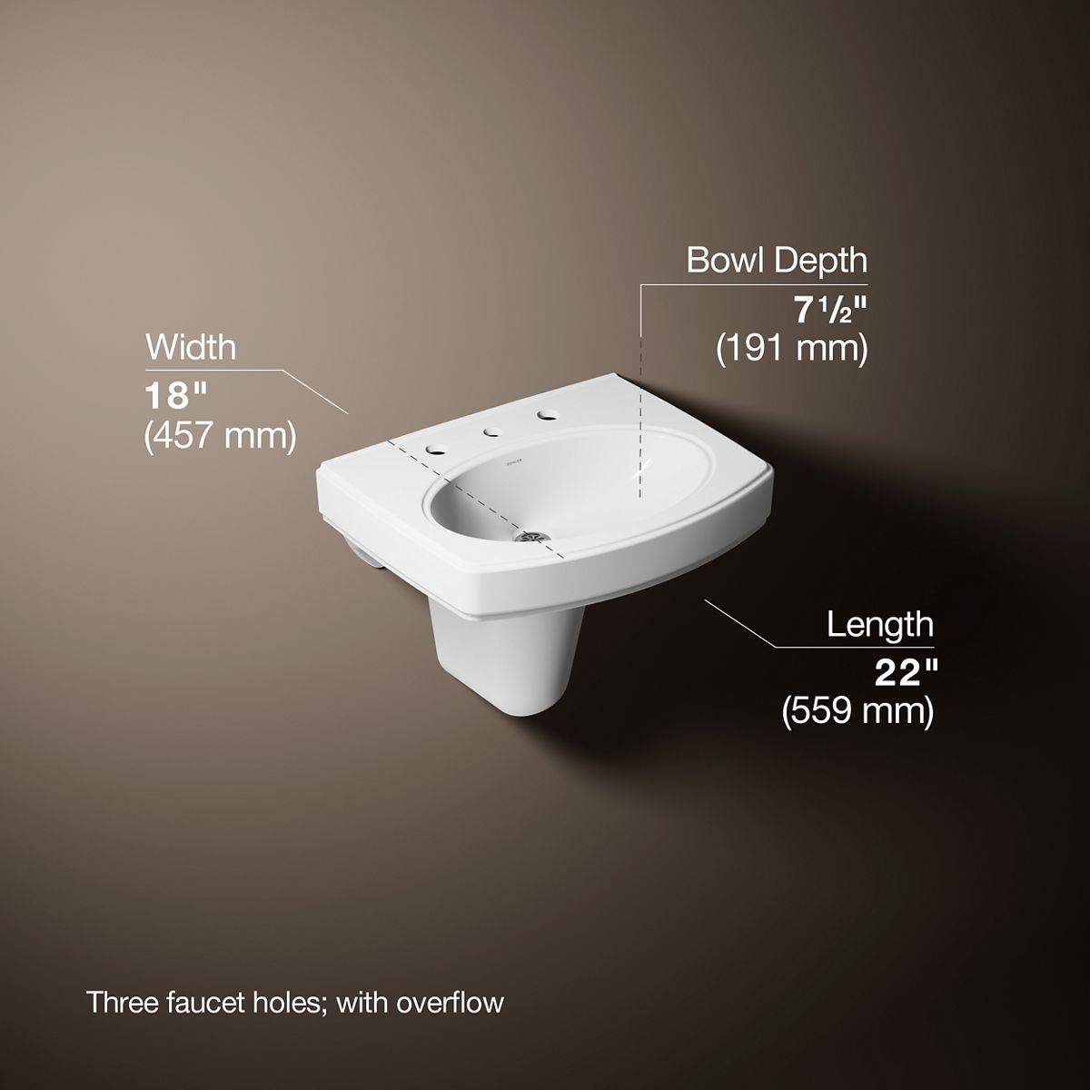 Pinoir® 22" oval wall-mount bathroom sink