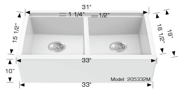 Granite Sinks 33" X 19" X 10" 205032m