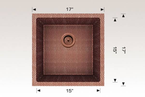 Kitchen Sink 17" X 17" X 7" Bosco Copper Series #206017