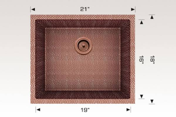 Kitchen Sink 21" X 18" X 7 1/2" Bosco Copper Series #206021