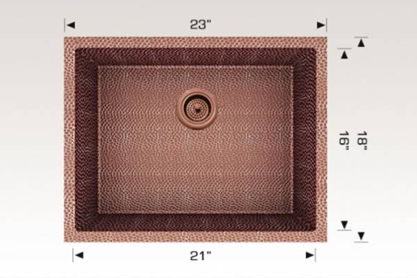Kitchen Sink 23" X 18" X 7 1/2" Bosco Copper Series #206023