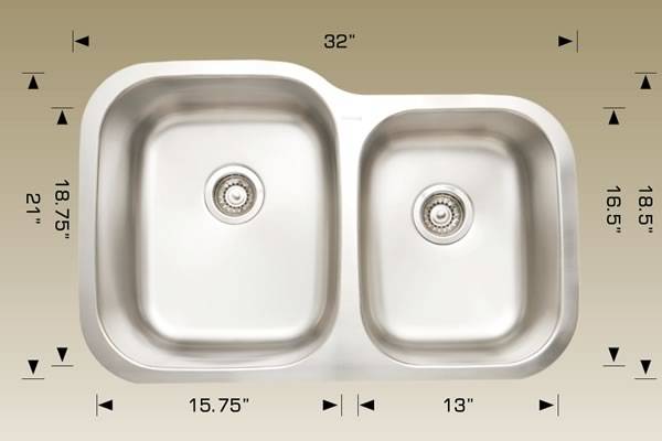 Kitchen Sink 32" X 21" X 9" Bosco Super Series #207002